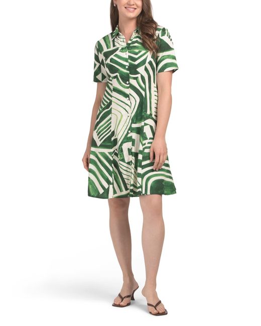 Tj Maxx Green Linen Blend Swing Mini Dress For Linen/Rayon
