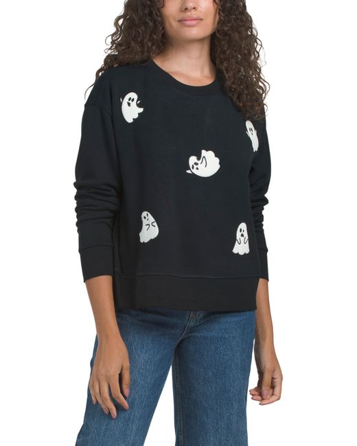 Tj Maxx Blue Cute Ghost Cozy Fleece Sweatshirt For Spandex/Polyester/Rayon