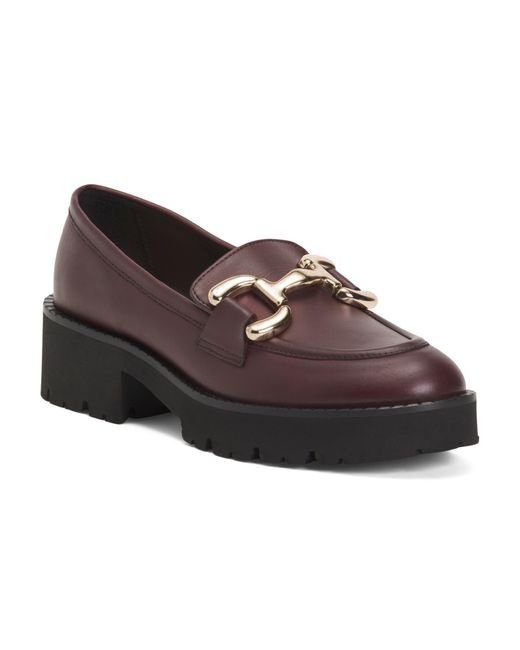 Tj Maxx Brown Leather Chunky Sole Horsebit Penny Loafers For Leather