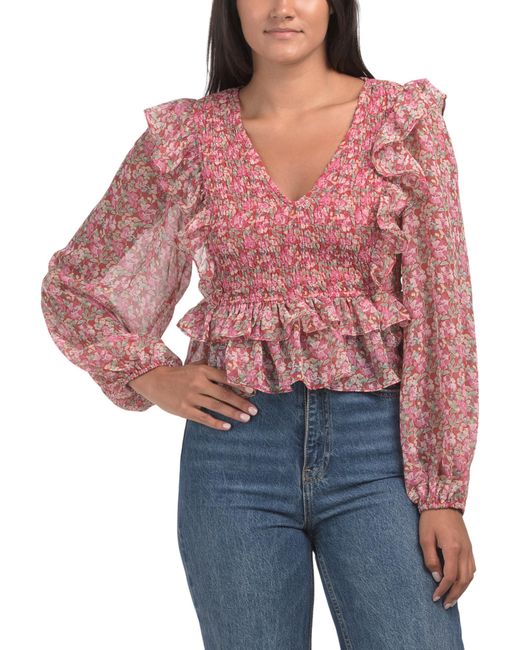 Tj Maxx Red Josephine Long Sleeve Blouse For Polyester