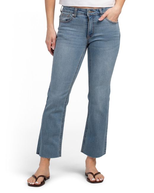 Tj Maxx Blue Crop Mini Boot Regular Button Jeans For Spandex/Cotton/Polyester