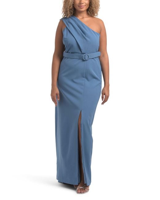 Tj Maxx Blue Bowie One Shoulder Gown For Spandex/Polyester