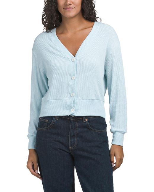 Tj Maxx Blue Ilsa V-Neck Cardigan, Spandex/Polyester/Rayon