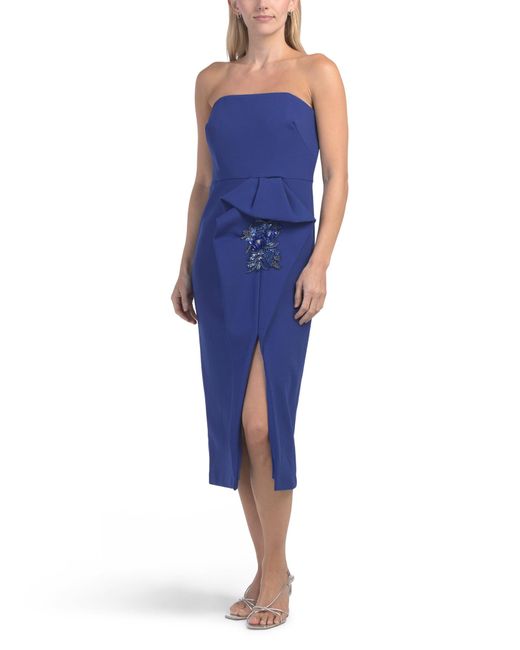 Tj Maxx Blue Strapless Cocktail Dress For Spandex/Polyester
