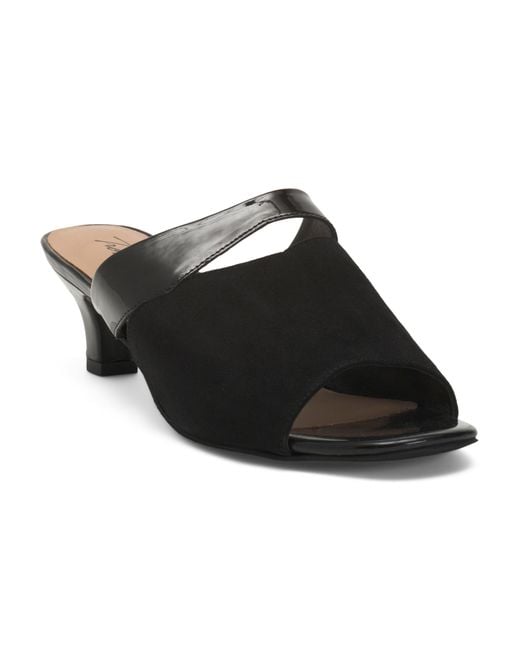 Tj Maxx Black Suede Ninette Heeled Comfort Sandals For Leather/Suede