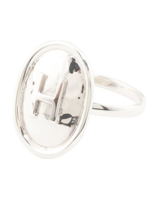 Tj Maxx White Oval Hammered Initial Ring