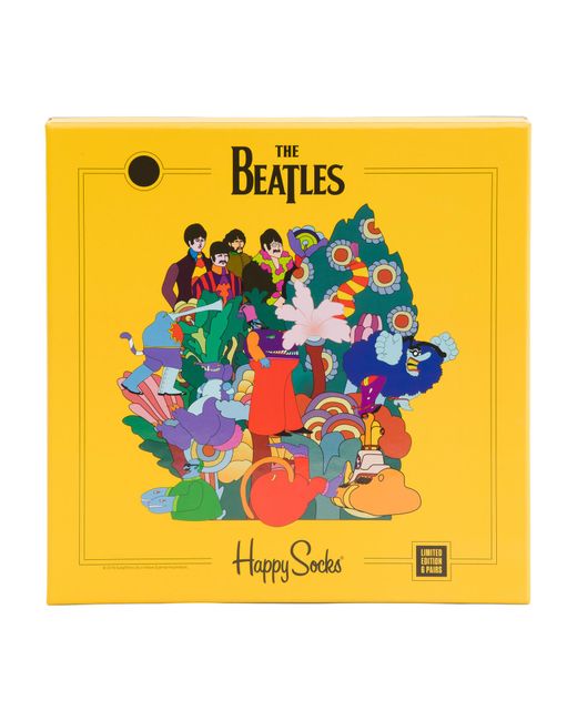 Tj Maxx Yellow 6Pk The Beatles Socks Collector Box Set For Cotton for men