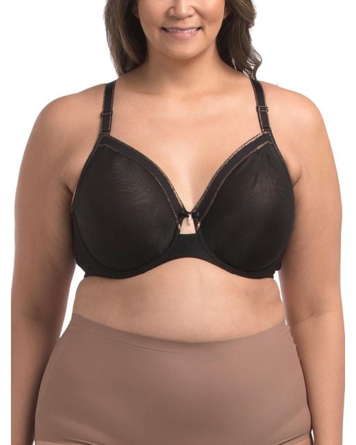 Tj Maxx Black Full Figure Shimmer Mesh Unlined Underwire Bra For Nylon/Spandex