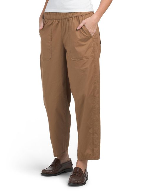 Tj Maxx Natural Sky Rise Barrel Leg Pull On Pants With Patch Pockets For Spandex/Cotton
