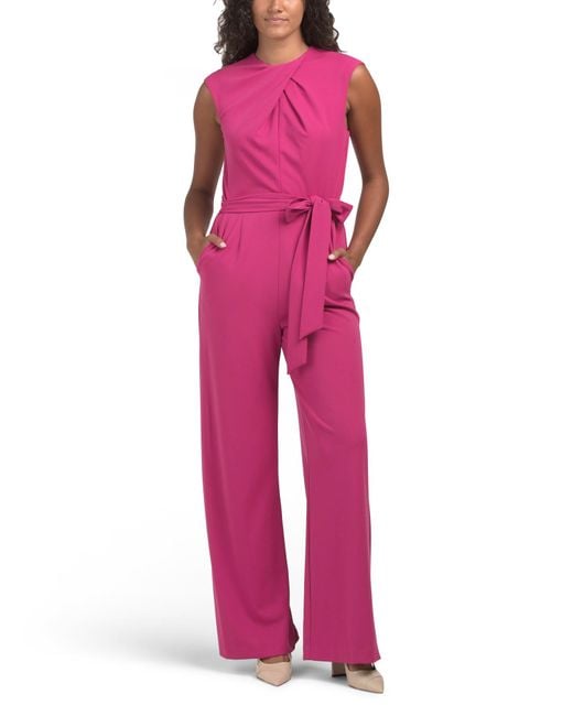 Tj Maxx Pink Pleat Neck Jumpsuit For Polyester