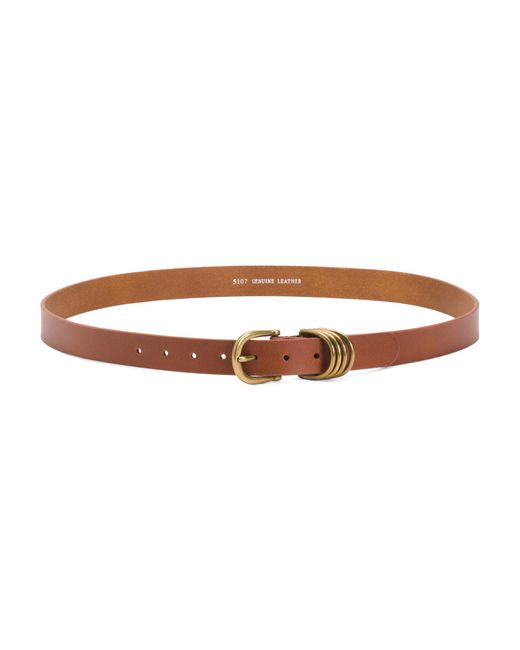 Tj Maxx Brown Leather Classic Belt With Multiple D-Rings For