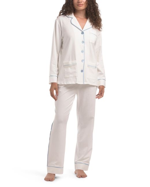 Tj Maxx White Luxe Stretch Cotton Blend Pajama Set For