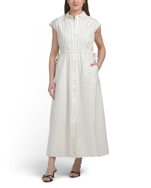 does tj maxx have dress shirts TJ Maxx Extended Shoulder Collared Shirt Dress With Cinched Waist For  Nylon/Spandex/Cotton in White