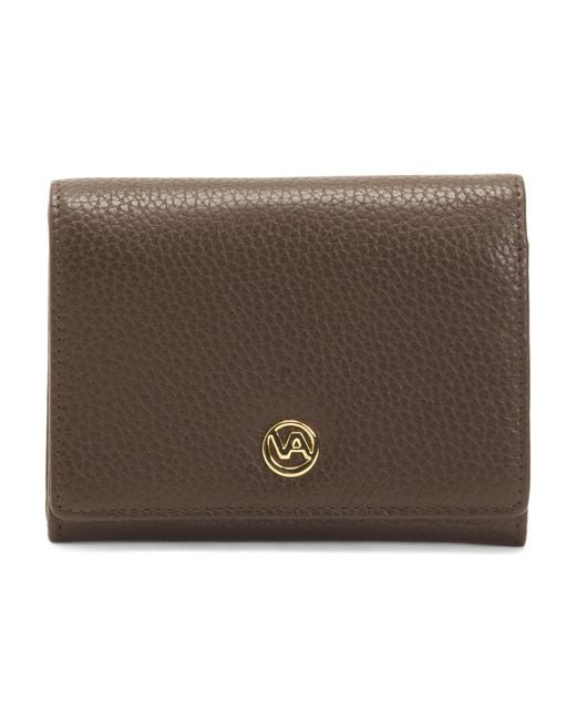 Tj Maxx Brown Leather Medium Tooled Flap Over Wallet, Leather