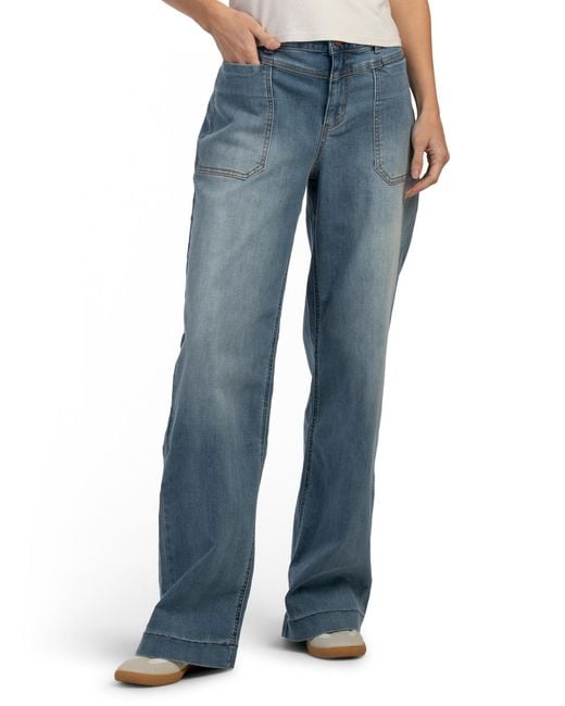Tj Maxx Blue Ab Tech High Rise Wide Leg Jeans For Spandex/Cotton/Polyester