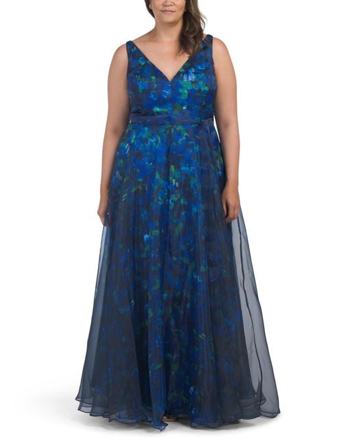 Tj Maxx Blue Plus Organza A-Line Gown For Polyester