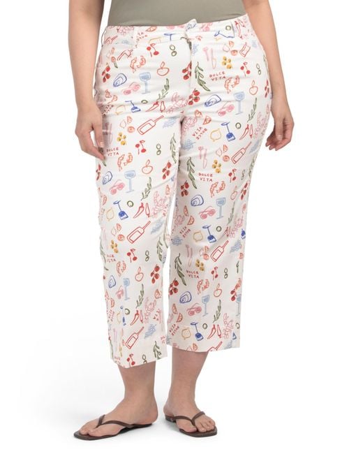 Tj Maxx Pink Plus Printed Pants For Spandex/Cotton