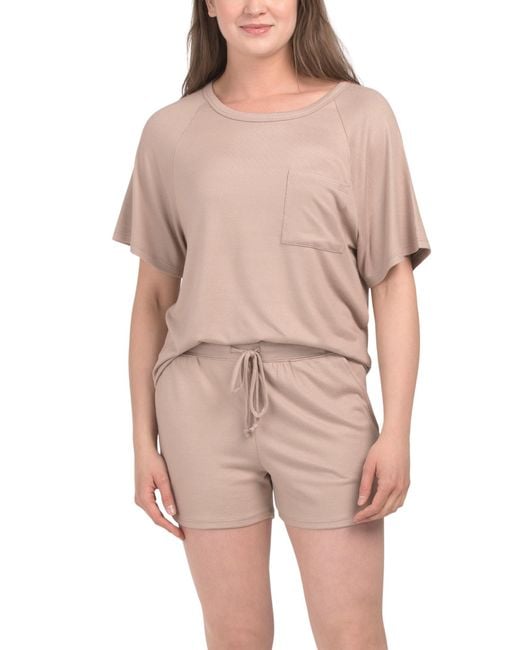 Tj Maxx Multicolor 2Pc Dream Slouchy T-Shirt With Shorts Lounge Set For Spandex/Polyester