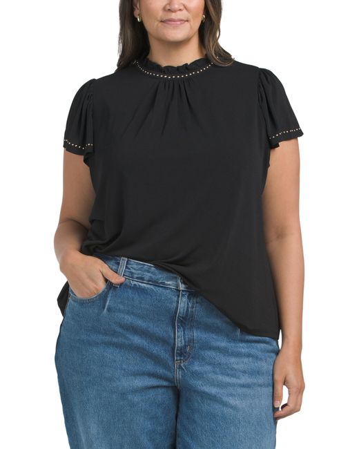 Tj Maxx Black Plus Crepe Jersey Top For Spandex/Polyester