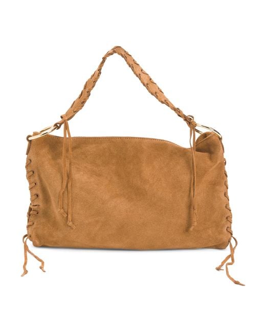 Tj Maxx Brown Suede Shoulder Stitching Bag For /Suede