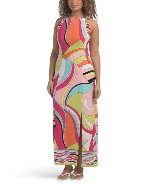 TJ Maxx Slit Hem Maxi Dress With Lattice Back For Spandex/Polyester in  White | Lyst