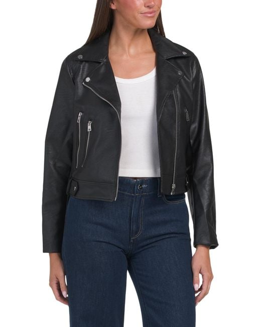 Tj Maxx Black Motorcycle Jacket For Polyester/Leather