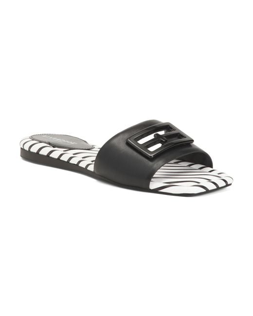 Tj Maxx Black Leather Dunbar Slide On Sandals For