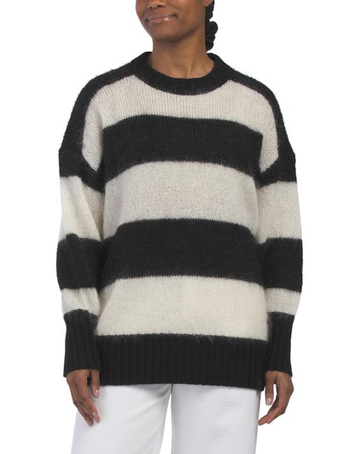 Tj Maxx Black Cashmere Blend Fuzzy Wuzzy Crew Neck Pull Over Sweater, Wool/Cashmere