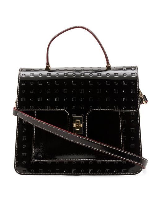 Tj Maxx Black Patent Leather Top Handle Flap Over Satchel For Leather
