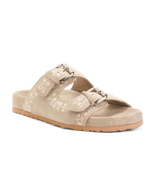 Tj Maxx Natural Suede Angela Slide Sandals For Leather/Suede