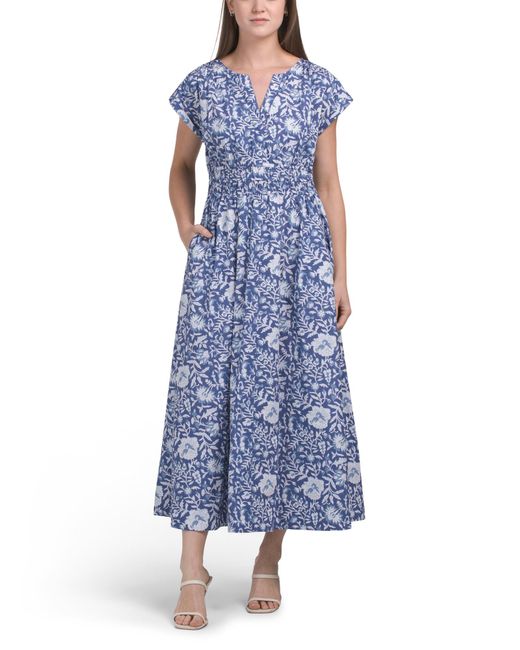 tj maxx blue dress Zapaka Women White Blue Flower Maxi Dress with Slit Mermaid Print Wedding  Guest Dress  ZAPAKA
