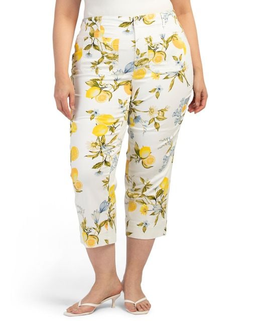 Tj Maxx Yellow Plus Printed Pants For Spandex/Cotton