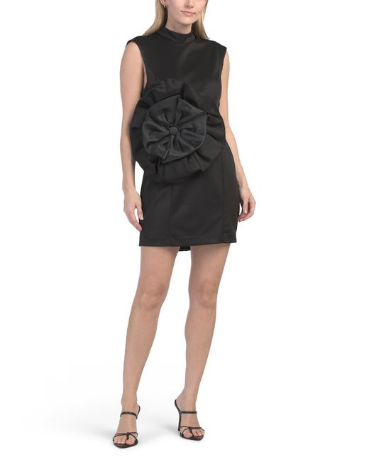 Tj Maxx Black Rosette Sleeveless Mini Dress For Spandex/Polyester