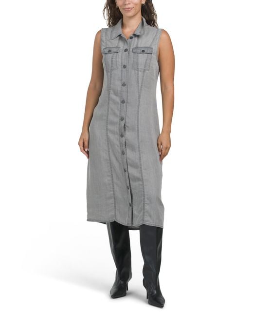 Tj Maxx Gray Denim Shirt Dress For