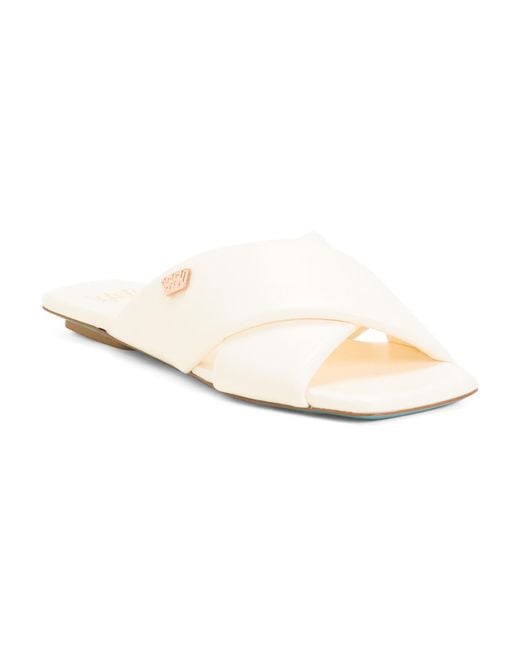 Tj Maxx White Leather Ciottolina Criss Cross Flat Sandals For