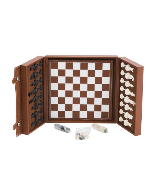 Tj Maxx Brown Backgammon And Chess Set, Leather for men