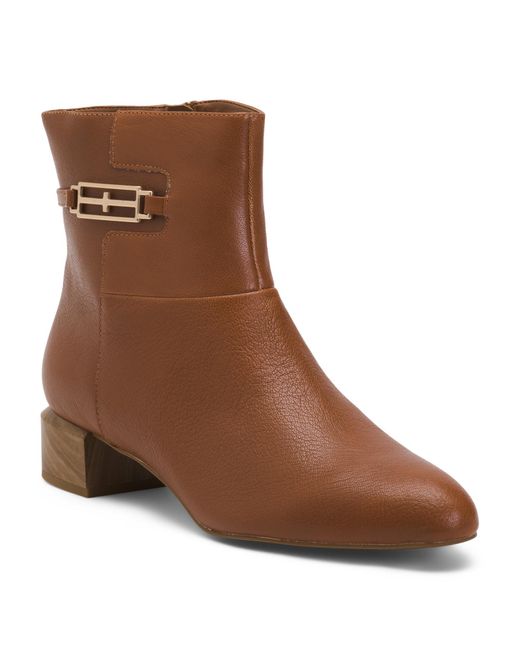 Tj Maxx Brown Leather Patton Heel Booties For Leather
