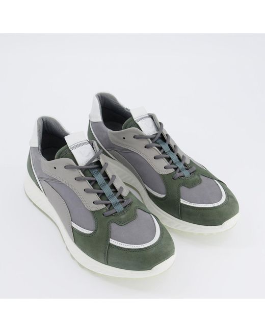 Ecco Green Grey & Leather Trainers for men