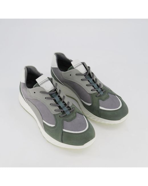 Ecco Grey & Leather Trainers in Teal (Blue) for Men Lyst UK