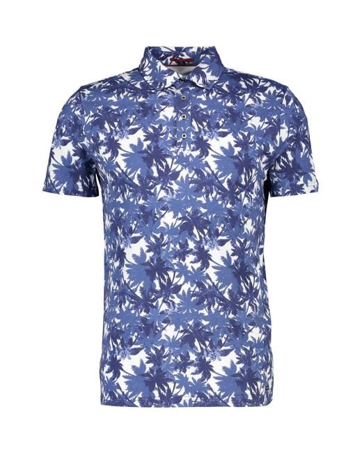 Guide London & White Palm Tree Polo Shirt in Navy (Blue) for Men | Lyst UK