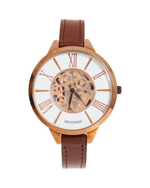 Sekonda Chronograph Leather Strap Watch in Brown for Men Lyst UK