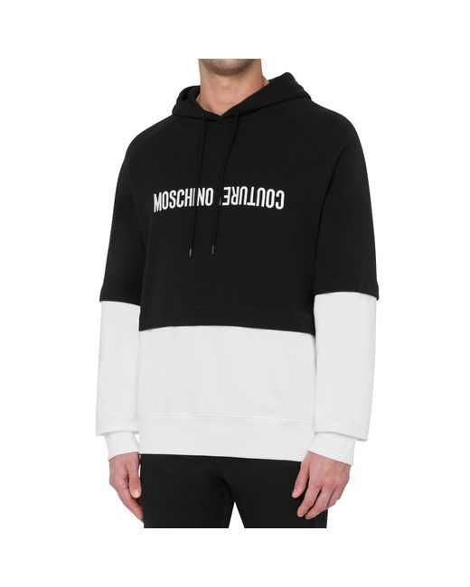 Moschino Black Logo Embroidered Hoodie for men