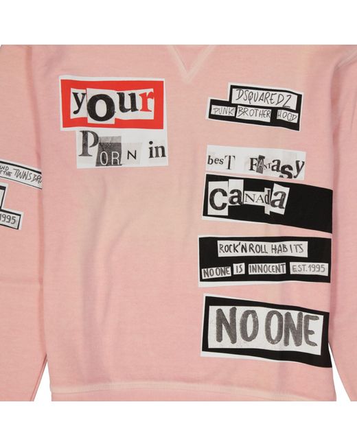Felpa stampata in cotone di DSquared² in Pink da Uomo