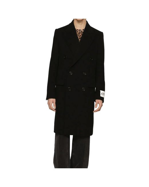 Cappotto doppiopetto in lana di Dolce & Gabbana in Black da Uomo