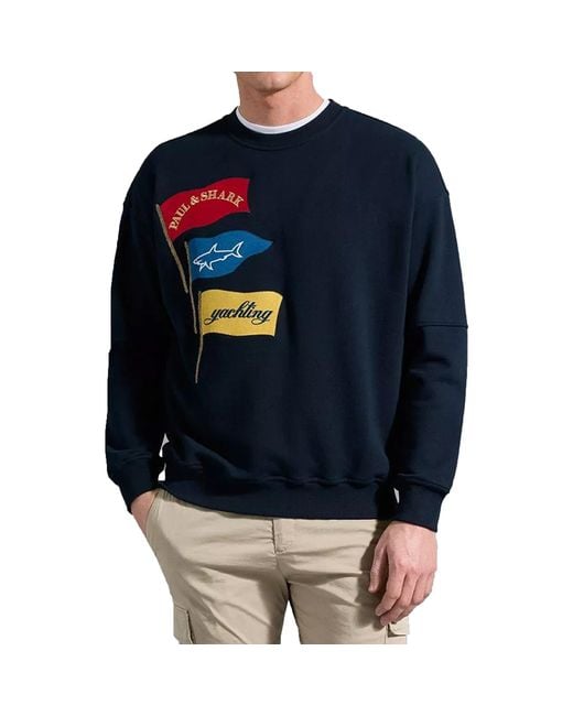 Paul & Shark Blue Cotton Sweatshirt for men