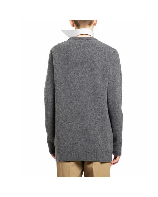 Maison Margiela Gray Light Wool Sweater With Classic Round Neck for men