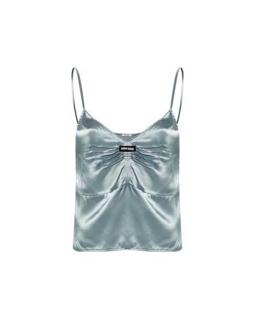 Miu Miu Blue Crepe Satin Top