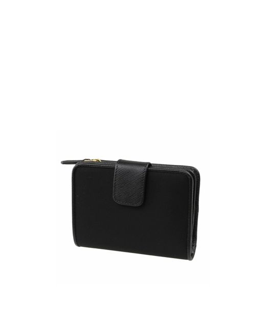 Prada Black Nylon And Leather French Wallet