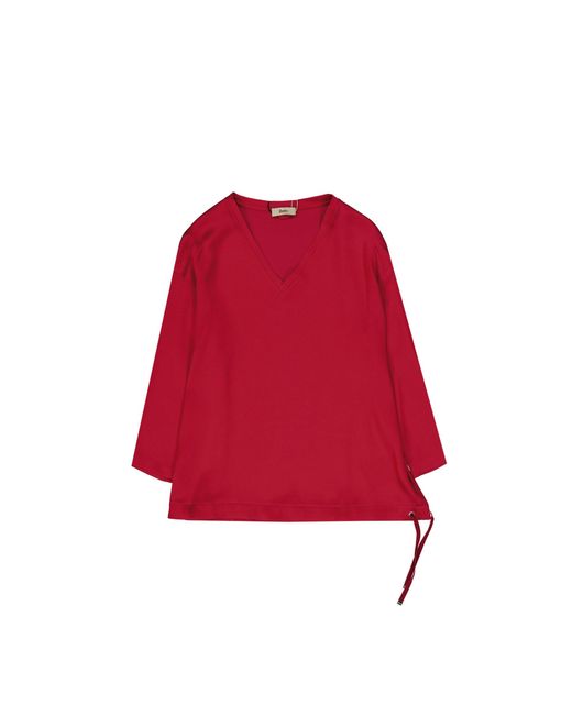 Herno Red Long-Sleeve V-Neck Top