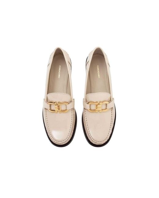 Ferragamo White Maryan Leather Loafer